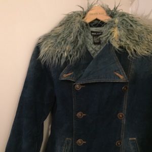 Funky Jean Jacket With Faux Fur Collar